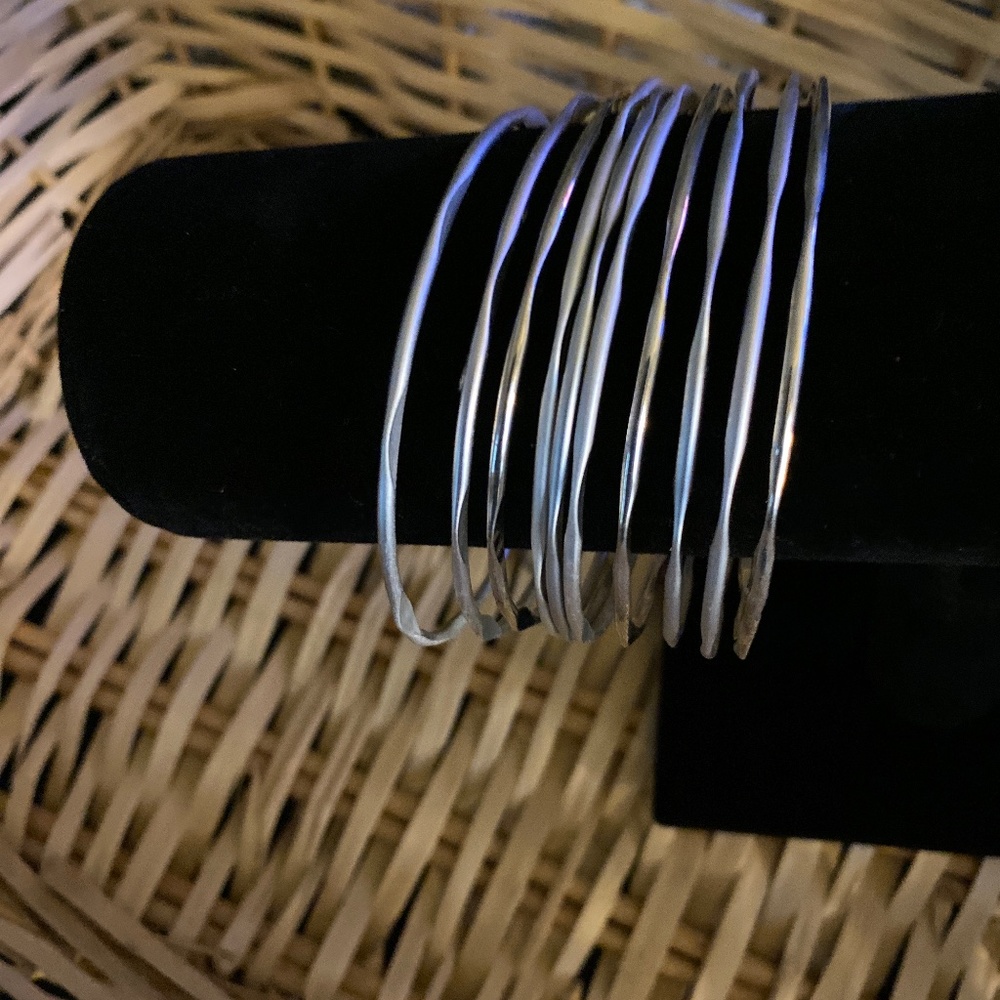 Sequin 9 silver bangle bracelets